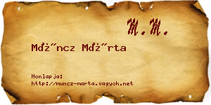 Müncz Márta névjegykártya
